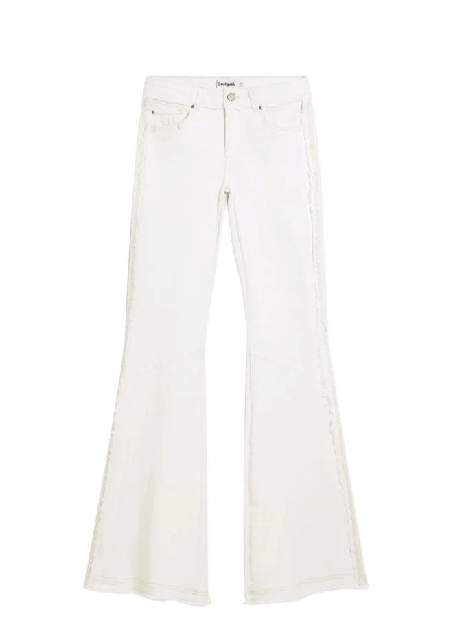 Desigual White Frayed flare jeans for Women | Best Price UAE